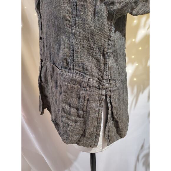 Eileen Fisher 100% Linen Blazer Jacket Womens Size L 3/4 Sleeve Lagenook Neutral - Picture 6 of 11